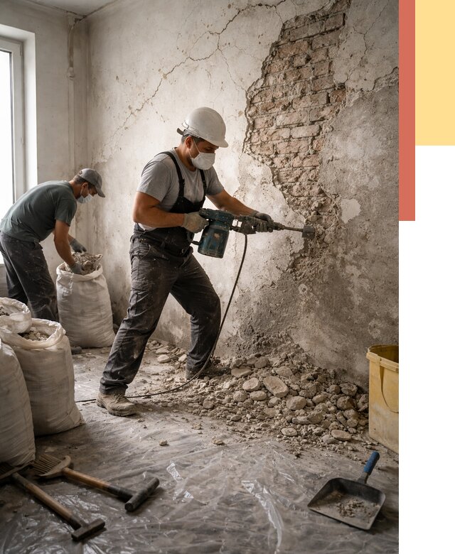 Демонтаж штукатурки со стен в Спасске-Дальнем от 7450 руб/м² — быстро и недорого | ОТДЕЛОЧНИК-Спс