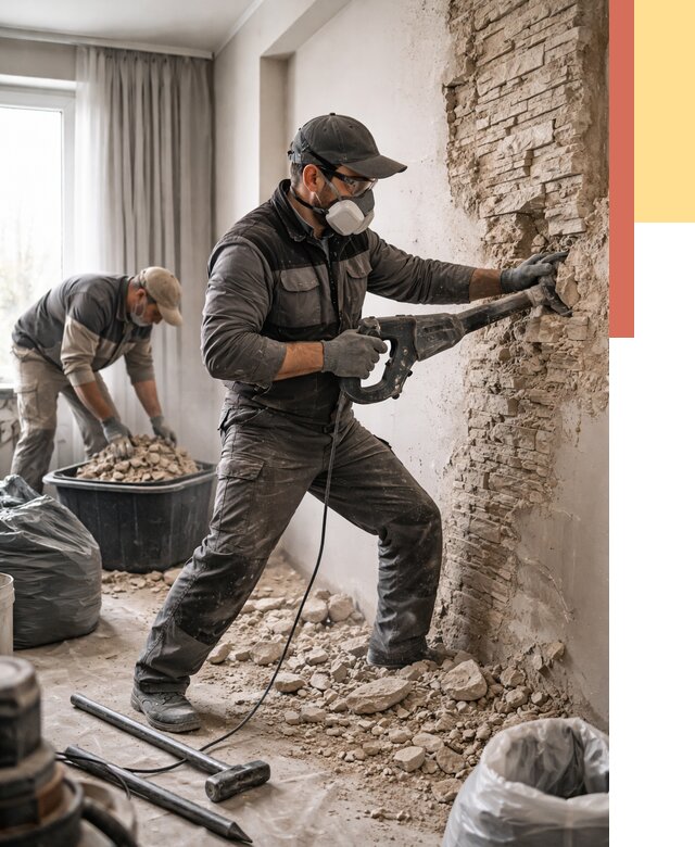 Демонтаж декоративного камня в Спасске-Дальнем от 1500 руб/м² — быстро и недорого | ОТДЕЛОЧНИК-Спс