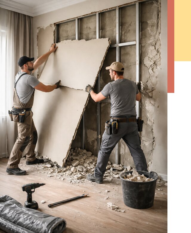 Демонтаж гипсокартона со стен в Спасске-Дальнем от 362 руб. — услуги демонтажа | ОТДЕЛОЧНИК-Спс