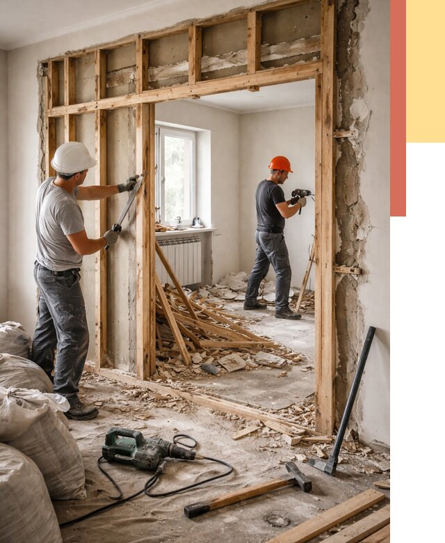 Демонтаж деревянных перегородок в Спасске-Дальнем от 3311 руб. — быстро и недорого | ОТДЕЛОЧНИК-Спс