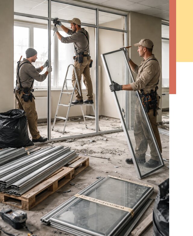 Демонтаж алюминиевых перегородок в Спасске-Дальнем от 4346 руб. — быстро и недорого | ОТДЕЛОЧНИК-Спс