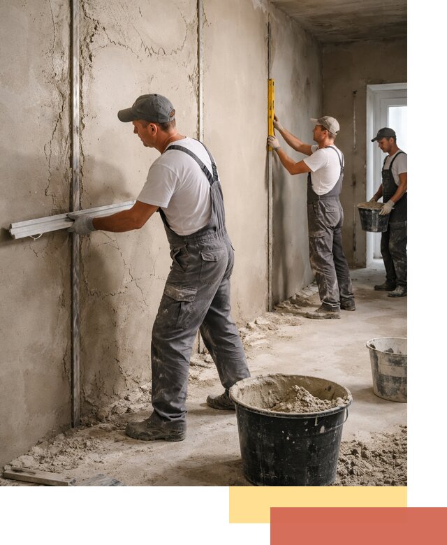 Штукатурка стен по маякам в Спасске-Дальнем — точная и ровная поверхность