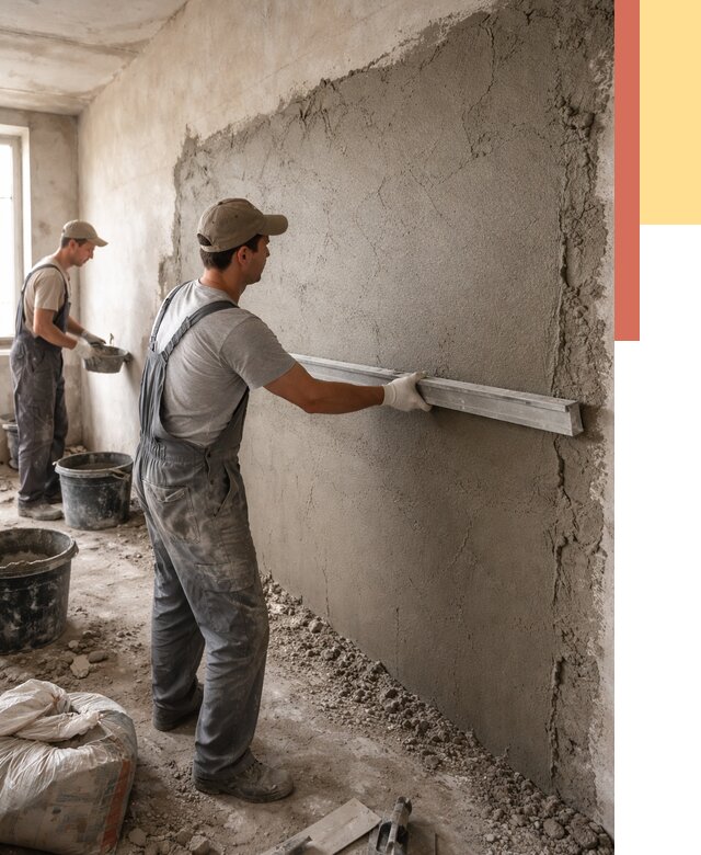 Цементная штукатурка стен в Спасске-Дальнем от 4656 руб/м2 — быстро и недорого | ОТДЕЛОЧНИК-Спс