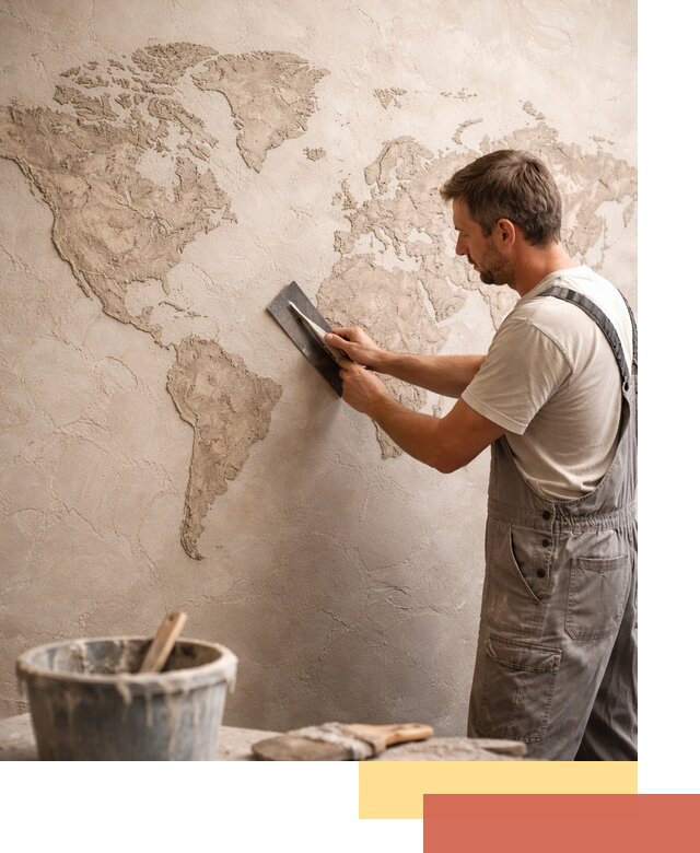 Декоративная штукатурка «Карта мира» под ключ в Спасске-Дальнем