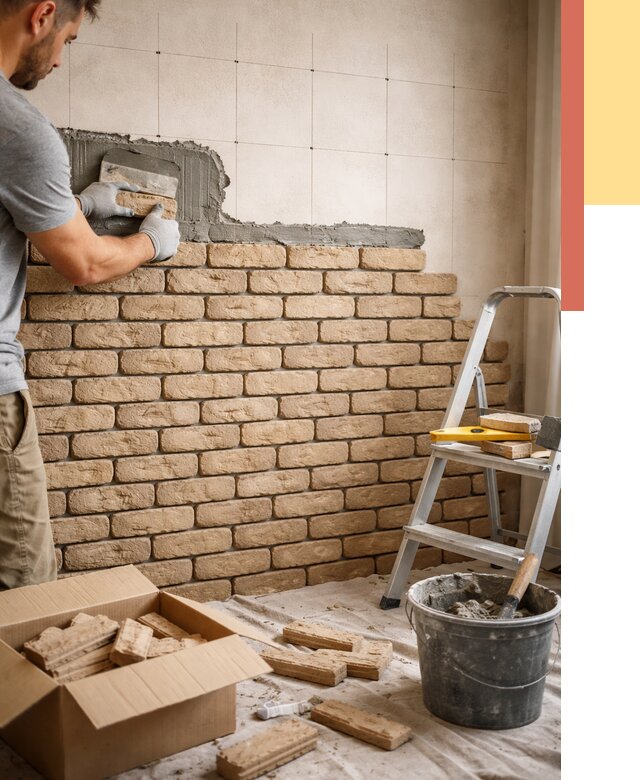 Монтаж декоративного кирпича в Спасске-Дальнем от 3311 руб./м² — быстро и недорого | ОТДЕЛОЧНИК-Спс