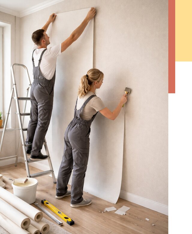 Поклейка флизелиновых обоев в Спасске-Дальнем от 6208 руб. | Быстро и недорого — ОТДЕЛОЧНИК-Спс