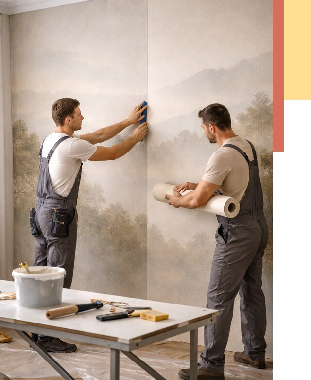 Поклейка фотообоев в Спасске-Дальнем от 8795 руб/м² — быстро и недорого | ОТДЕЛОЧНИК-Спс