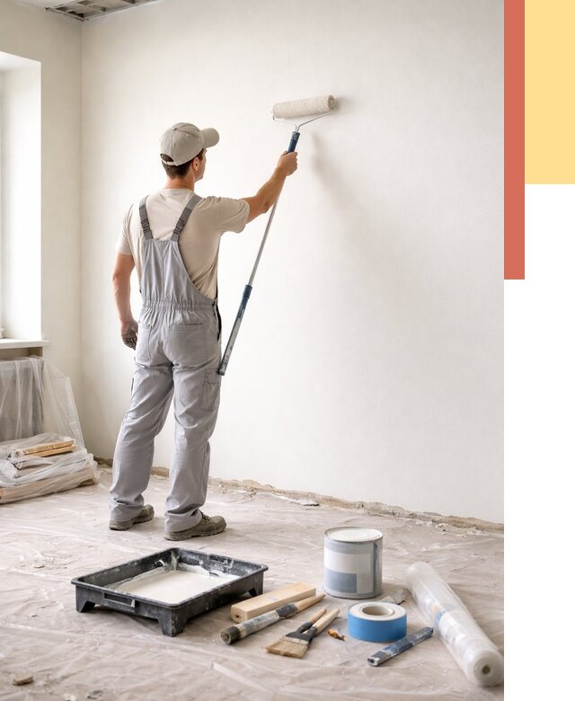 Покраска стен водоэмульсионной краской в Спасске-Дальнем от 466 руб. за м² | ОТДЕЛОЧНИК-Спс