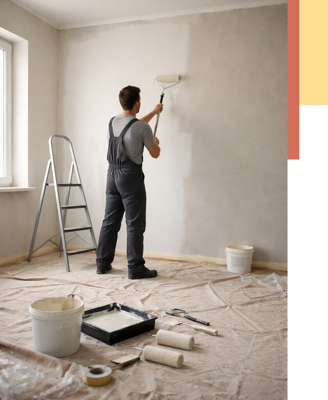 Покраска стен моющейся краской в Спасске-Дальнем от 362 руб./м² — быстро и недорого | ОТДЕЛОЧНИК-Спс