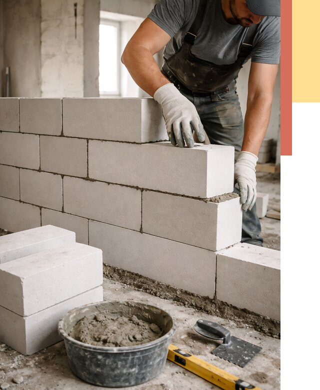 Кладка перегородок из силикатного блока в Спасске-Дальнем от 4139 руб. под ключ | ОТДЕЛОЧНИК-Спс