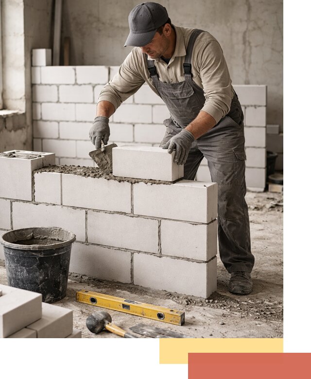 Кладка перегородок из силикатного блока в Спасске-Дальнем