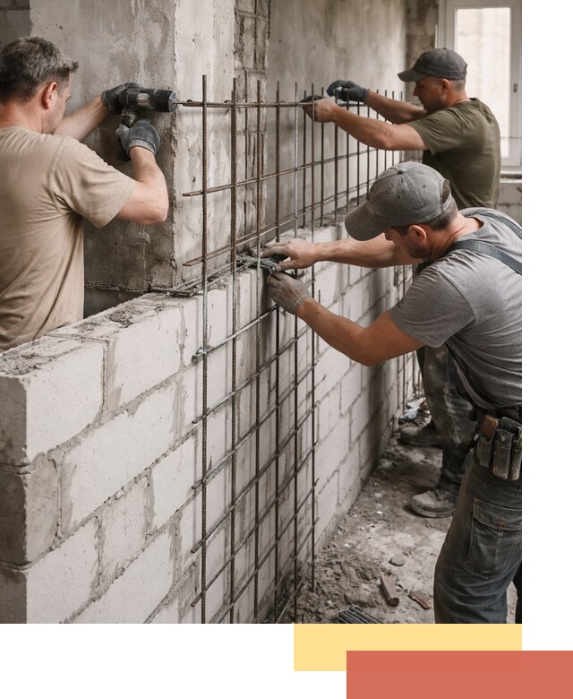 Армирование кладки перегородок в Спасске-Дальнем профессионально и надёжно