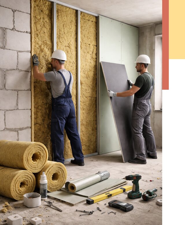 Шумоизоляция перегородок из блоков в Спасске-Дальнем от 1914 руб./м² — быстро и недорого | ОТДЕЛОЧНИК-Спс