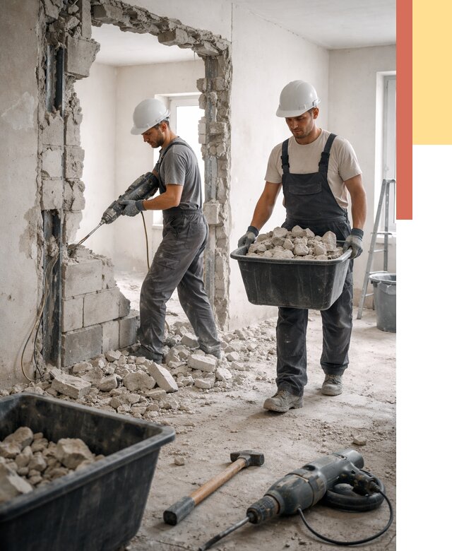 Демонтаж блоковых перегородок в Спасске-Дальнем от 3880 руб. — быстро и недорого | ОТДЕЛОЧНИК-Спс