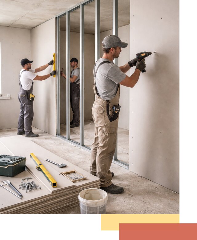 Однослойная перегородка из гипсокартона в Спасске-Дальнем под ключ, монтаж и отделка