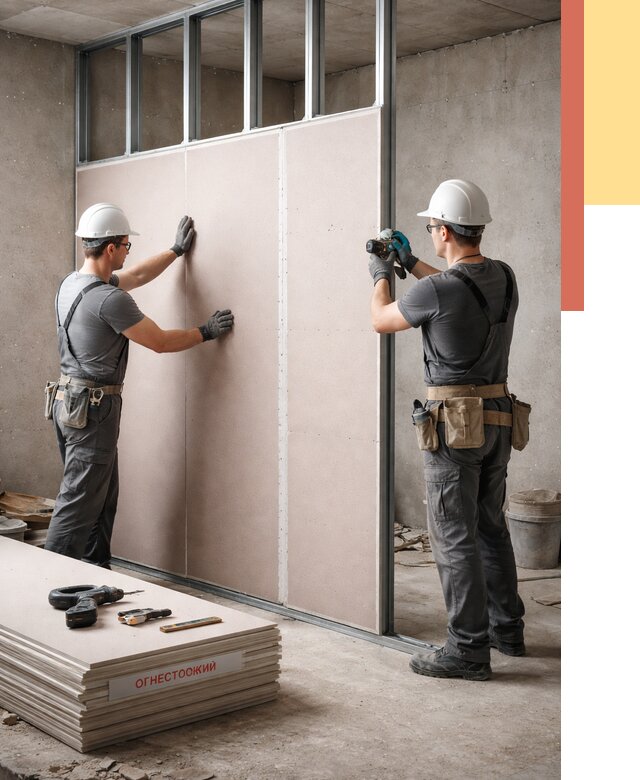 Перегородка из огнестойкого гипсокартона в Спасске-Дальнем от 1914 руб. под ключ | ОТДЕЛОЧНИК-Спс