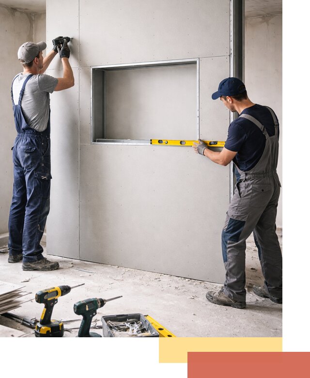 Перегородка из гипсокартона с нишей под декор в Спасске-Дальнем