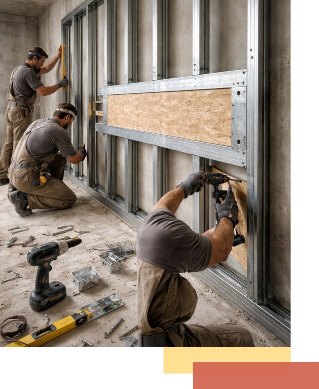 Усиленная перегородка для крепления тяжёлых конструкций в Спасске-Дальнем