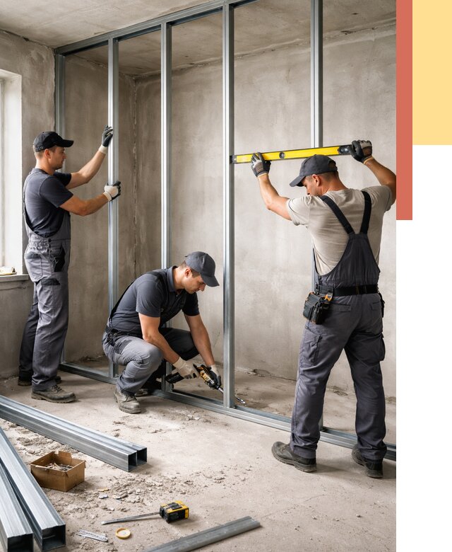 Монтаж каркаса перегородки из профиля в Спасске-Дальнем от 776 руб. | ОТДЕЛОЧНИК-Спс