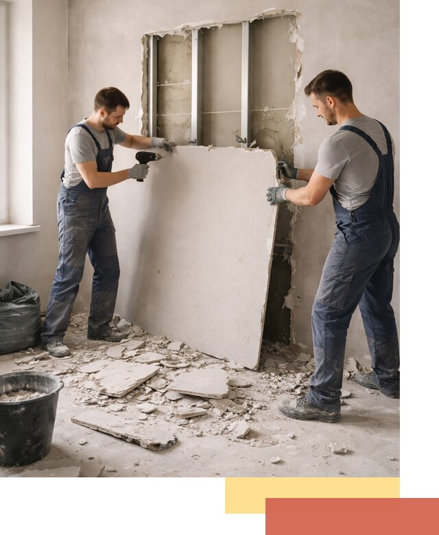 Демонтаж перегородки из гипсокартона в Спасске-Дальнем быстрый и аккуратный