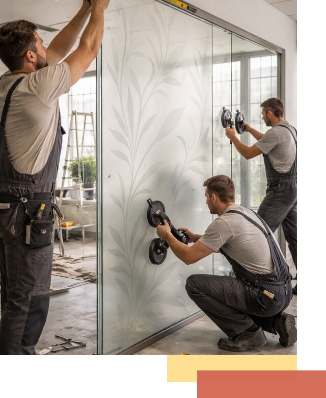 Стеклянные перегородки с рисунком на заказ в Спасске-Дальнем