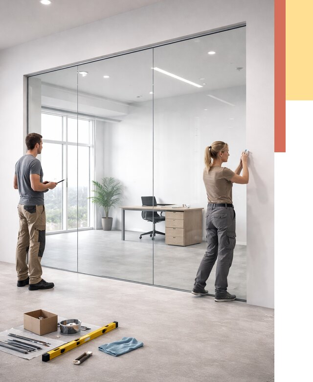 Перегородки из закаленного стекла в Спасске-Дальнем от 9830 руб. под ключ | ОТДЕЛОЧНИК-Спс