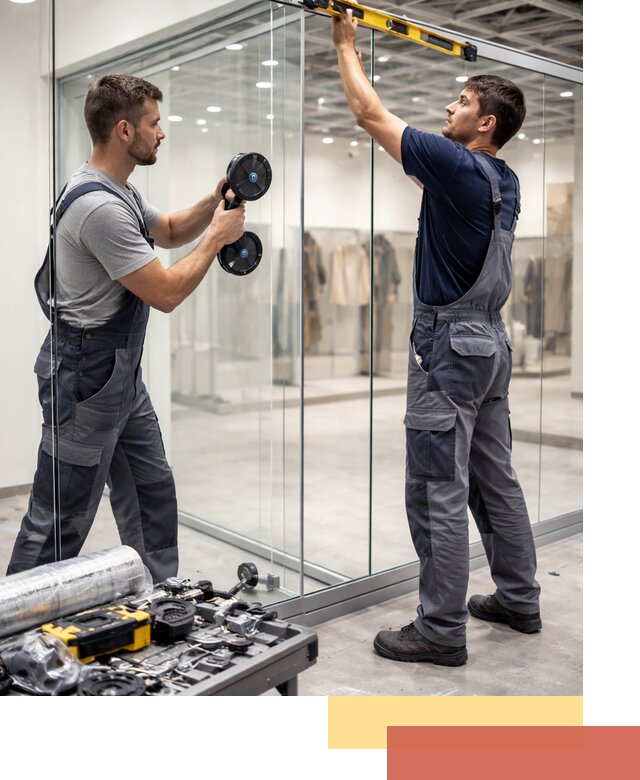 Стеклянные перегородки для магазинов в Спасске-Дальнем — монтаж и установка