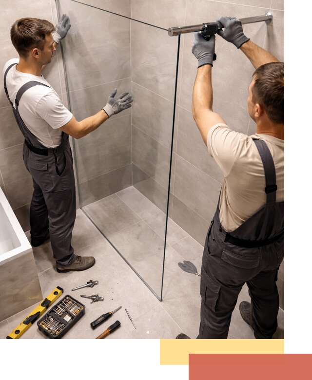 Стеклянные перегородки для душа в Спасске-Дальнем — изготовление и монтаж