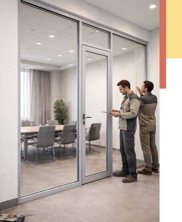 Установка и монтаж алюминиевых перегородок со стеклом в Спасске-Дальнем от 8485 руб. | ОТДЕЛОЧНИК-Спс