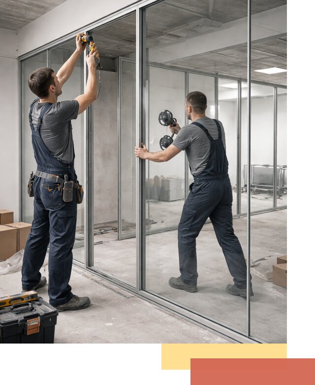 Алюминиевые перегородки со стеклом в Спасске-Дальнем — изготовление и монтаж