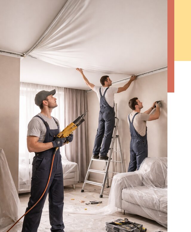 Установка натяжного потолка в Спасске-Дальнем от 4656 руб. | Быстро и недорого — ОТДЕЛОЧНИК-Спс