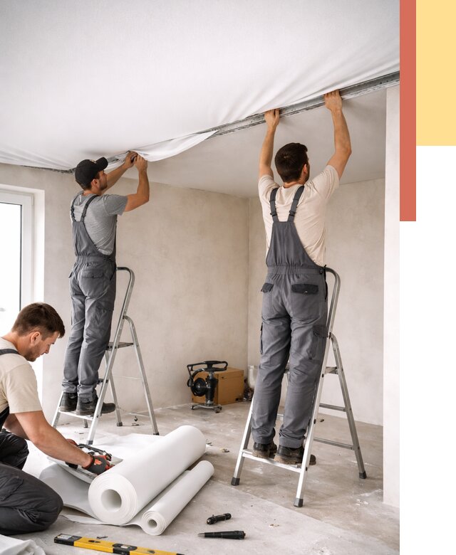 Монтаж тканевого натяжного потолка в Спасске-Дальнем от 3621 руб. под ключ | ОТДЕЛОЧНИК-Спс