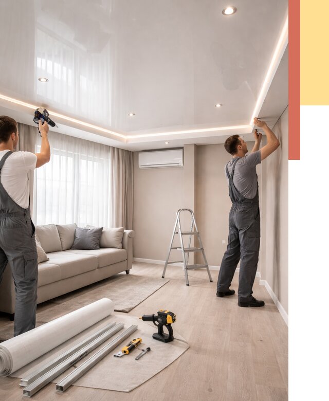 Монтаж глянцевого натяжного потолка в Спасске-Дальнем от 776 руб. под ключ | ОТДЕЛОЧНИК-Спс