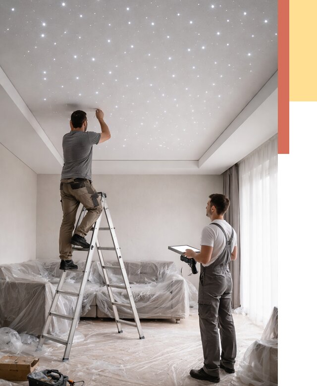 Монтаж натяжного потолка «звездное небо» в Спасске-Дальнем от 6726 руб. | ОТДЕЛОЧНИК-Спс