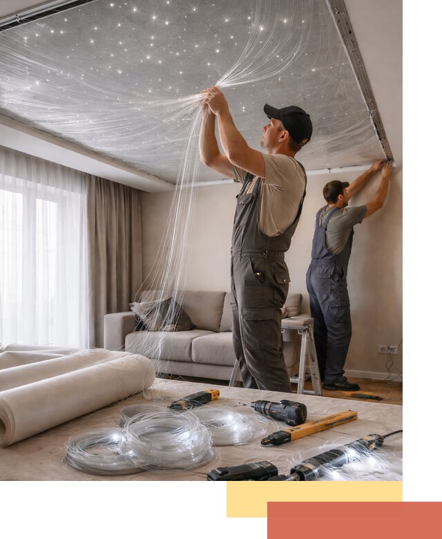 Монтаж натяжного потолка «Звездное небо» в Спасске-Дальнем