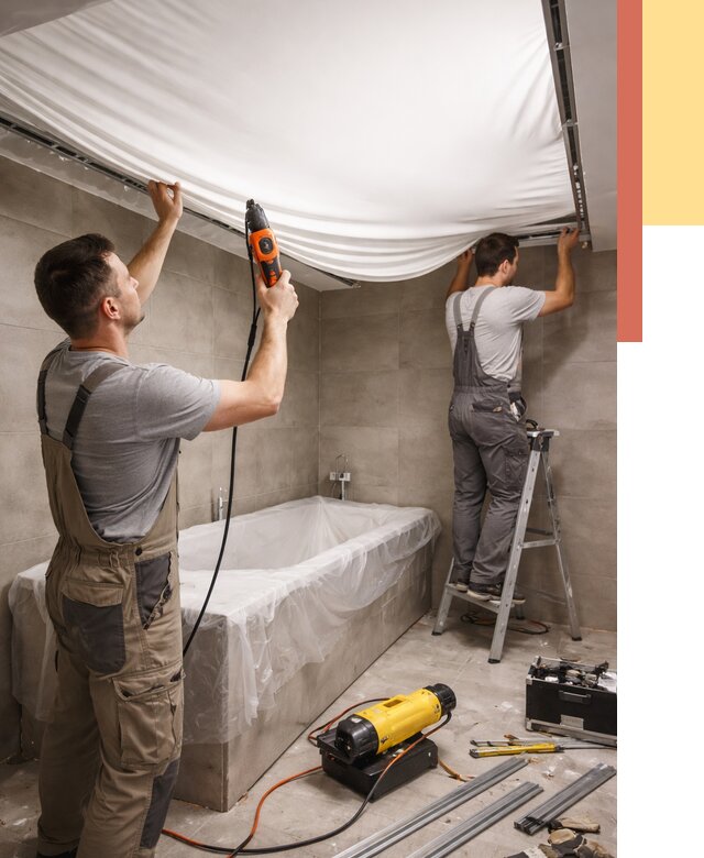 Монтаж натяжного потолка в ванной в Спасске-Дальнем от 1242 руб. под ключ | ОТДЕЛОЧНИК-Спс