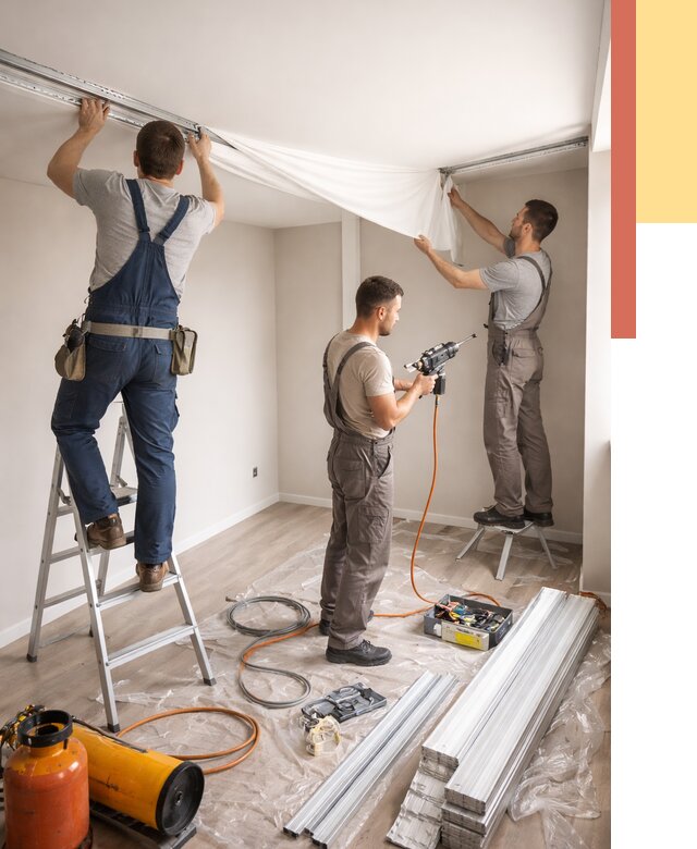 Монтаж натяжного потолка в студии в Спасске-Дальнем от 5691 руб. — быстро и недорого | ОТДЕЛОЧНИК-Спс