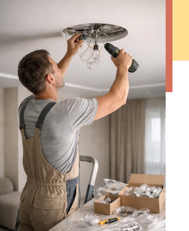 Установка люстры в натяжной потолок в Спасске-Дальнем от 1242 руб. | Быстро и недорого — ОТДЕЛОЧНИК-Спс