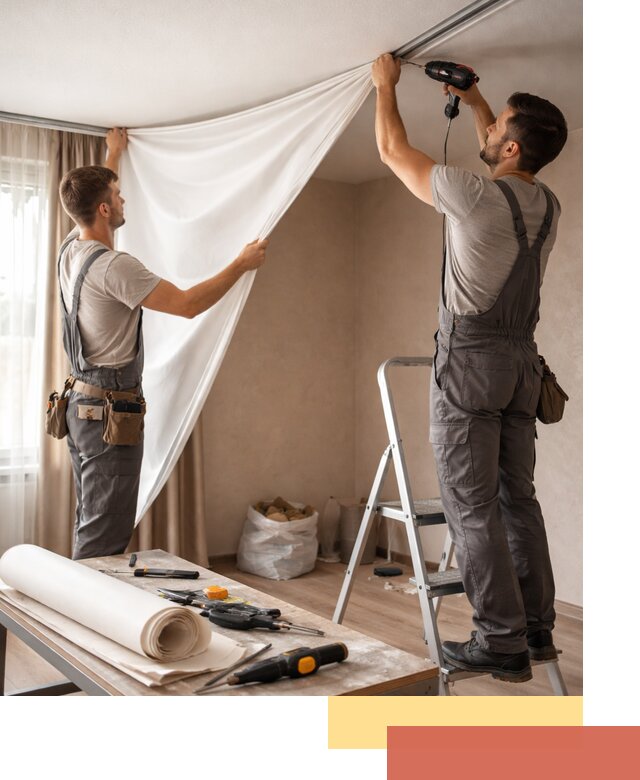 Замена полотна натяжного потолка в Спасске-Дальнем быстро и качественно