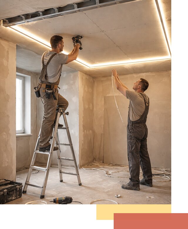 Потолок из гипсокартона с подсветкой в Спасске-Дальнем