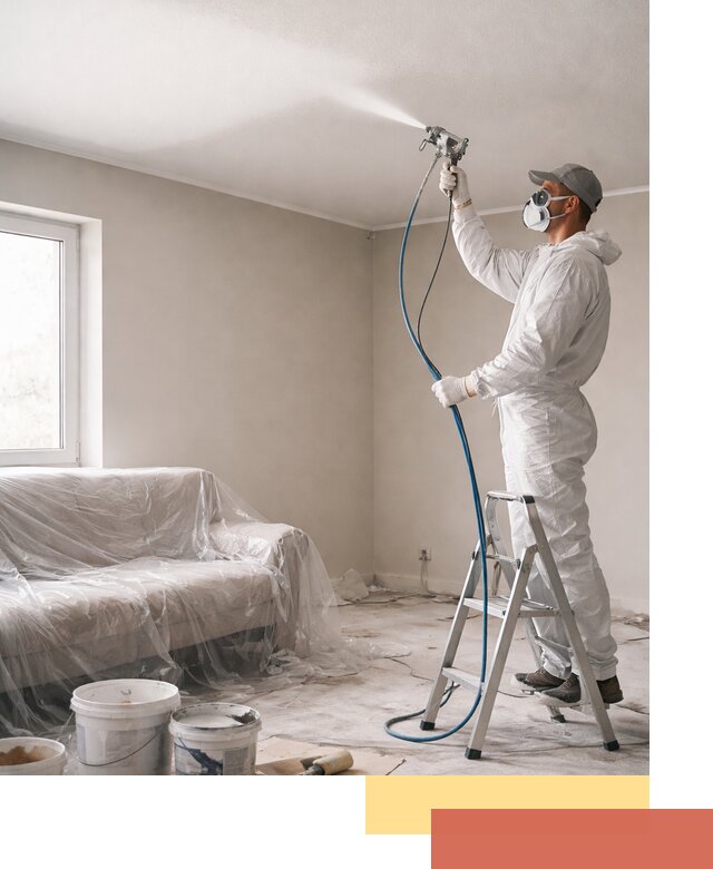 Покраска потолка краскопультом в Спасске-Дальнем быстро и качественно