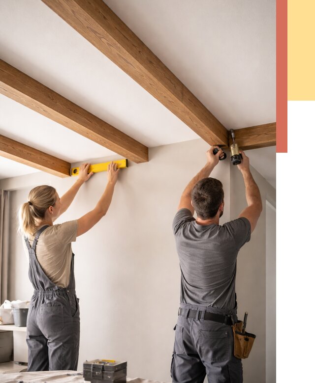 Монтаж декоративных балок на потолок в Спасске-Дальнем от 4346 руб. — ОТДЕЛОЧНИК-Спс